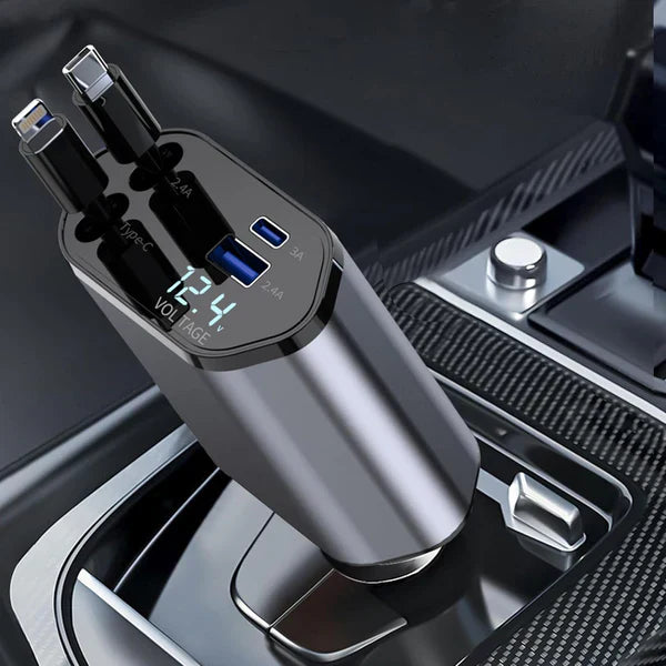 Car charger with digital display in a car's cup holder